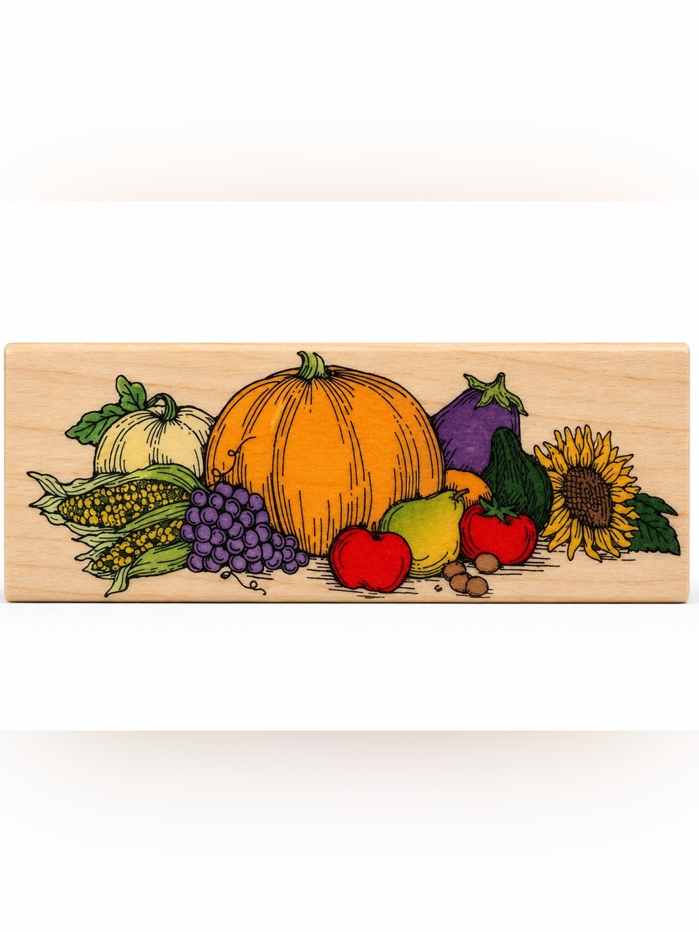 Vintage 1994 Hero Arts Autumn Bounty Wooden Rubber Stamp